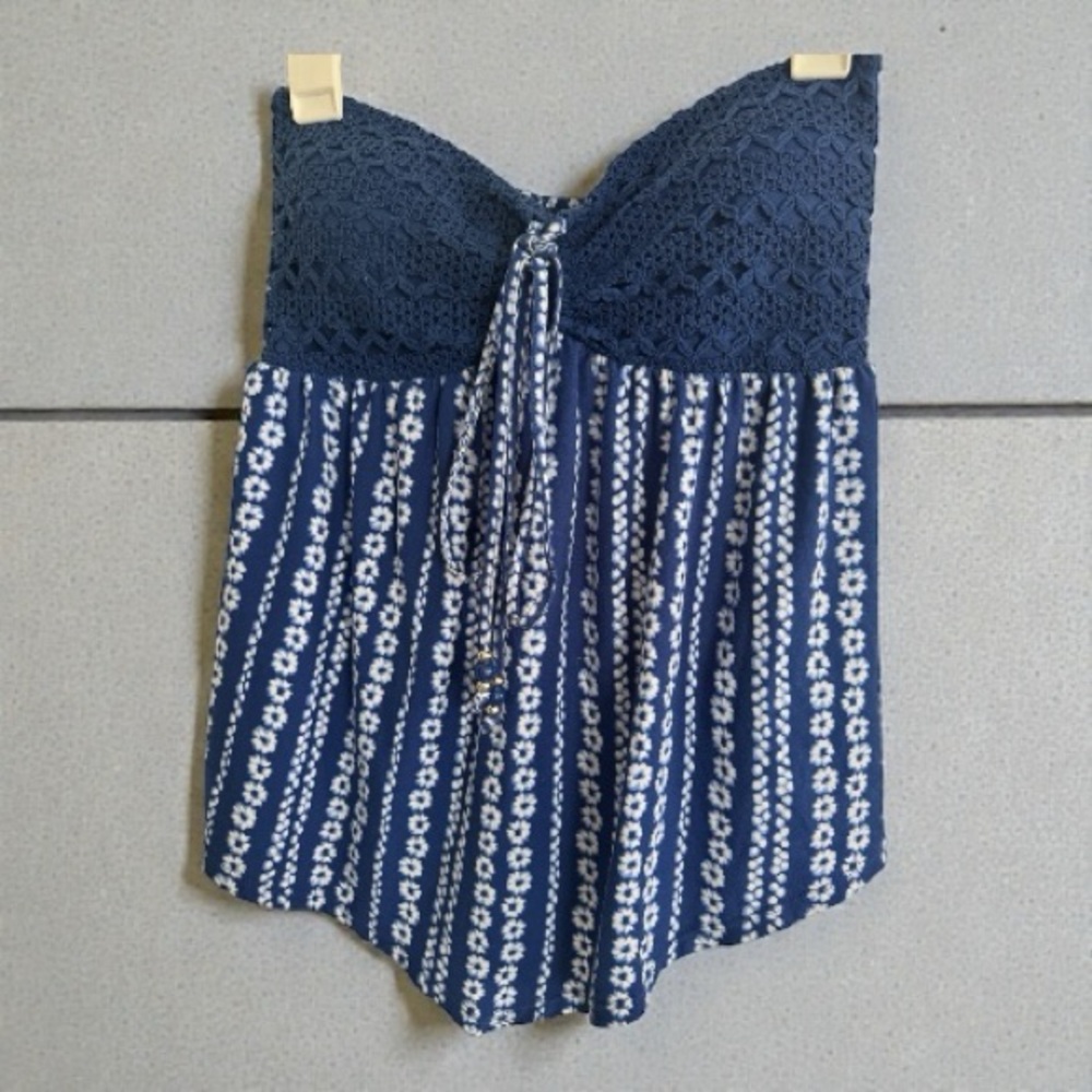Navy Blue Floral Women's Top
